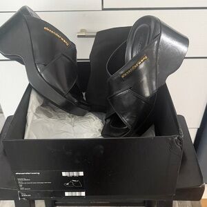 Alexander Wang Black Leather Wedge Sandals